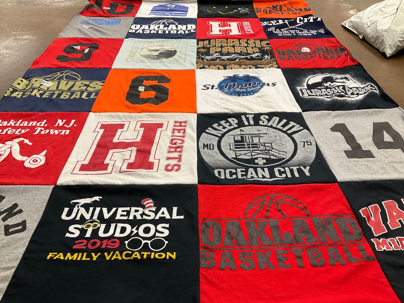 T-shirt quilt featuring oakland basketball, braves basketball by Kristy from NJ