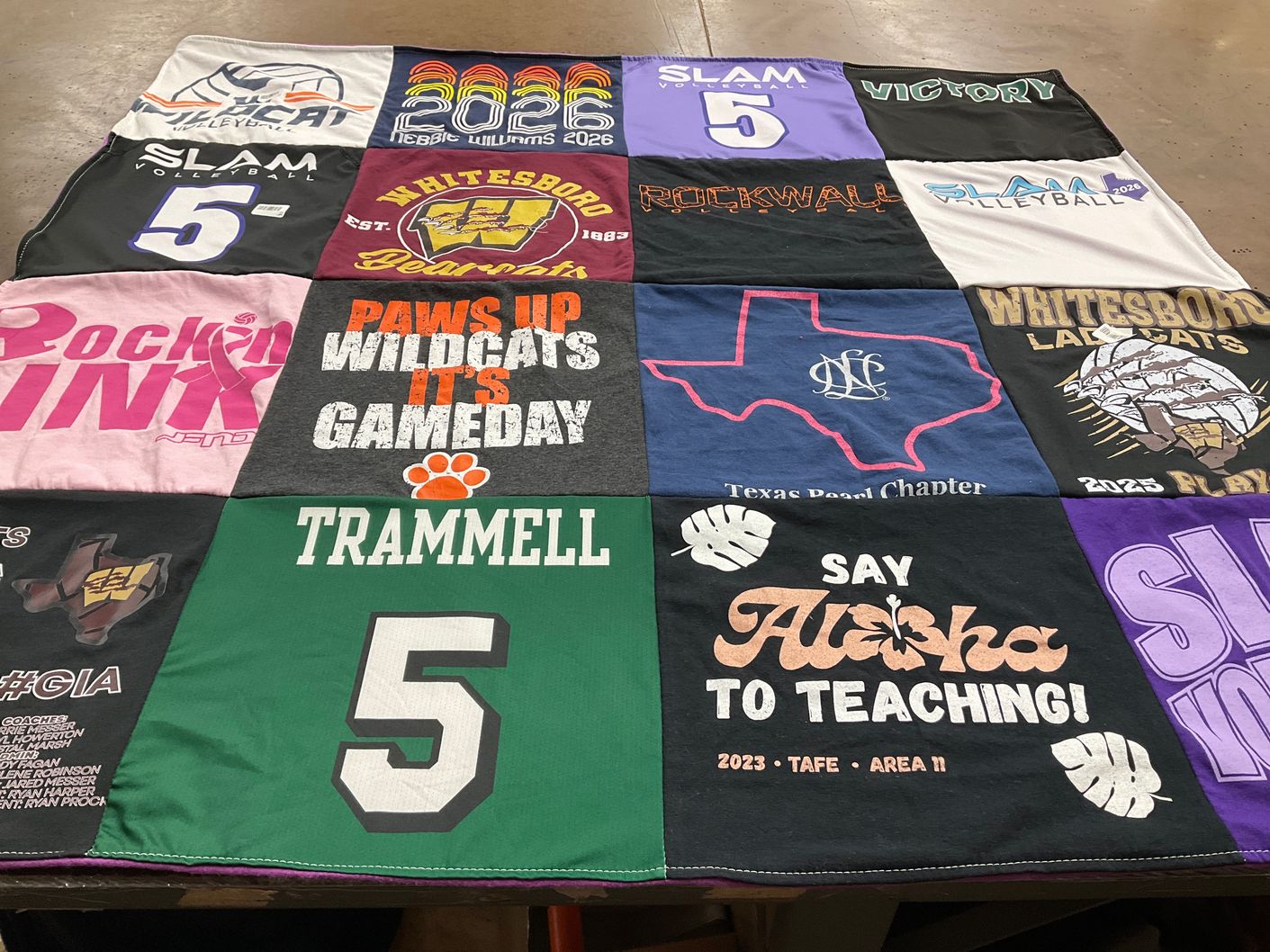 T-shirt quilt featuring slam volleyball by Jennifer from TX