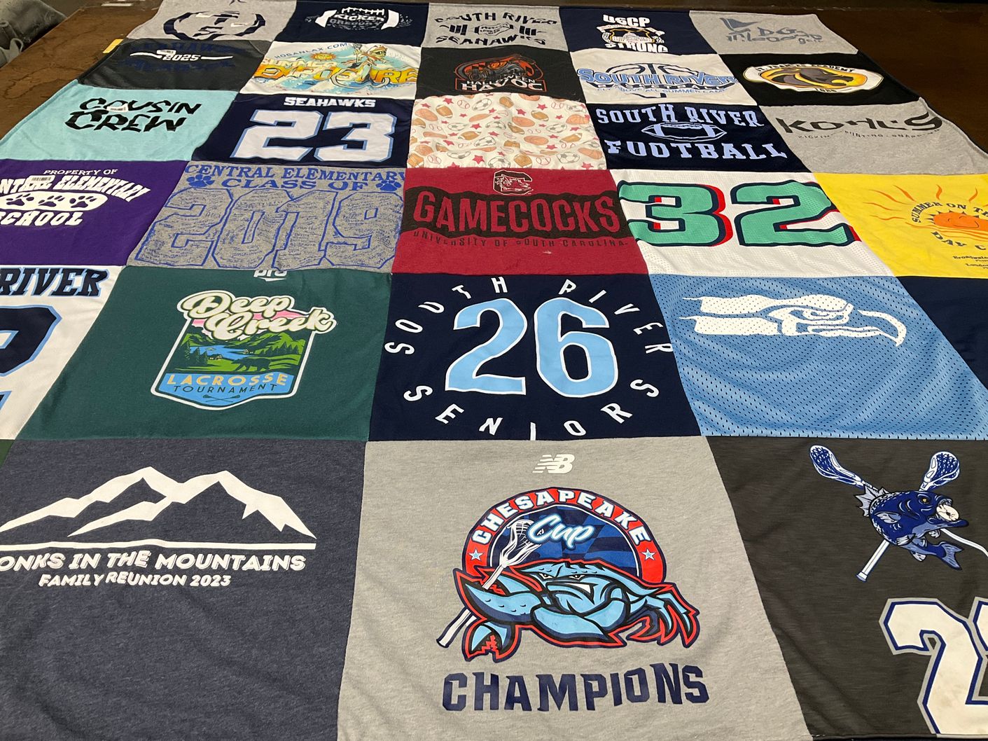 T-shirt quilt featuring south river high school football team, gamecocks football team by Holly from MD
