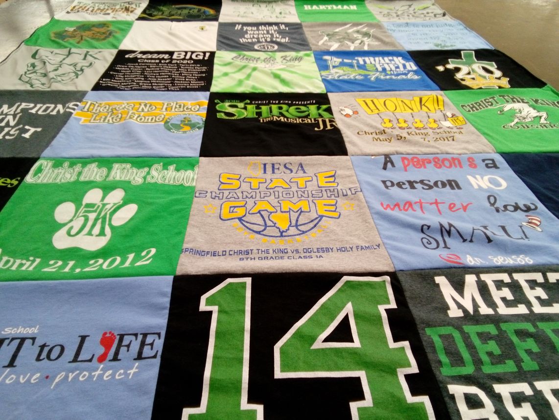 T-shirt quilt from christ the king school by Tressa from IL