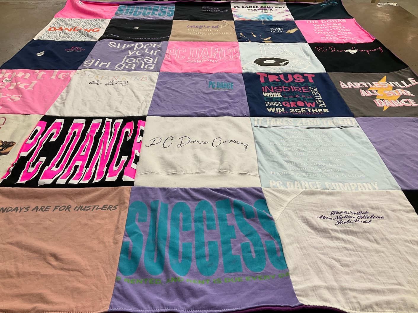 T-shirt quilt with dance themes by Cheri from OK