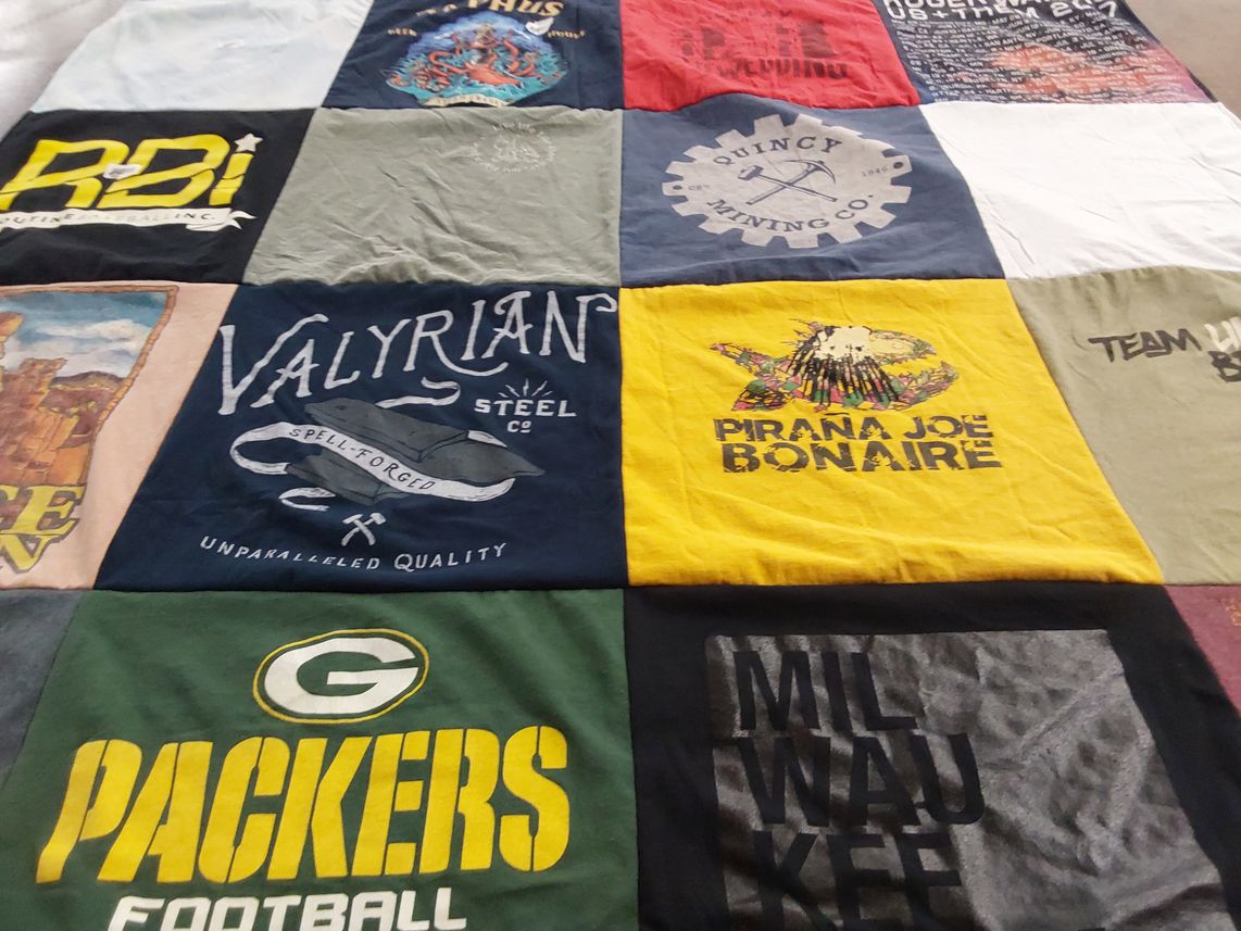 T-shirt quilt featuring green bay packers by Jayne from WI