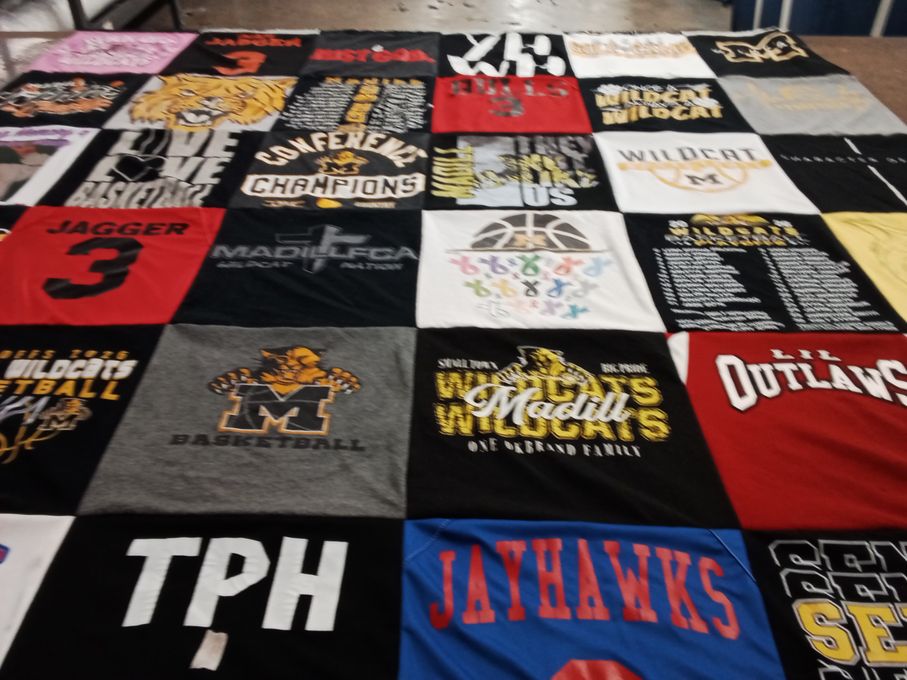 T-shirt quilt featuring wildcats by Melinda from OK