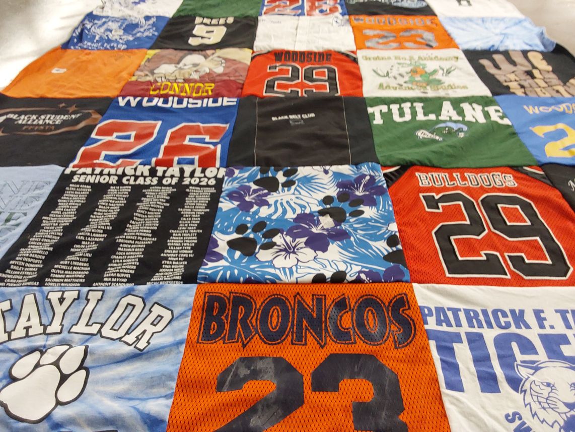 T-shirt quilt featuring broncos, bulldogs by Vashone from LA