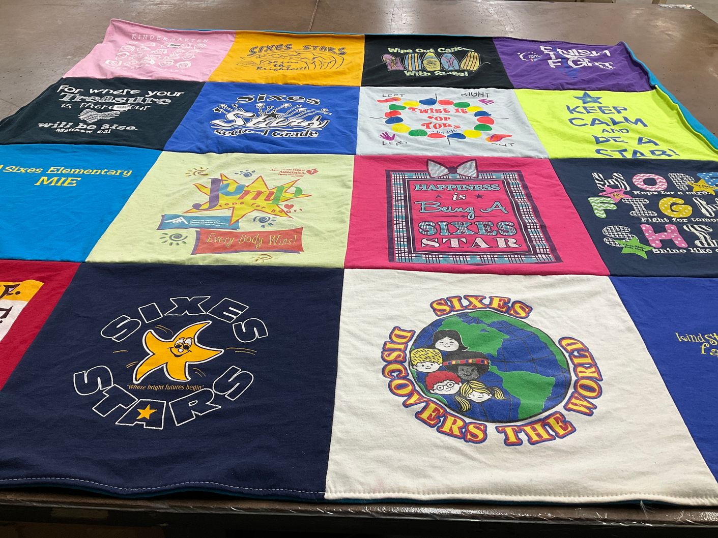 T-shirt quilt from sixes elementary school by Kelsey from GA