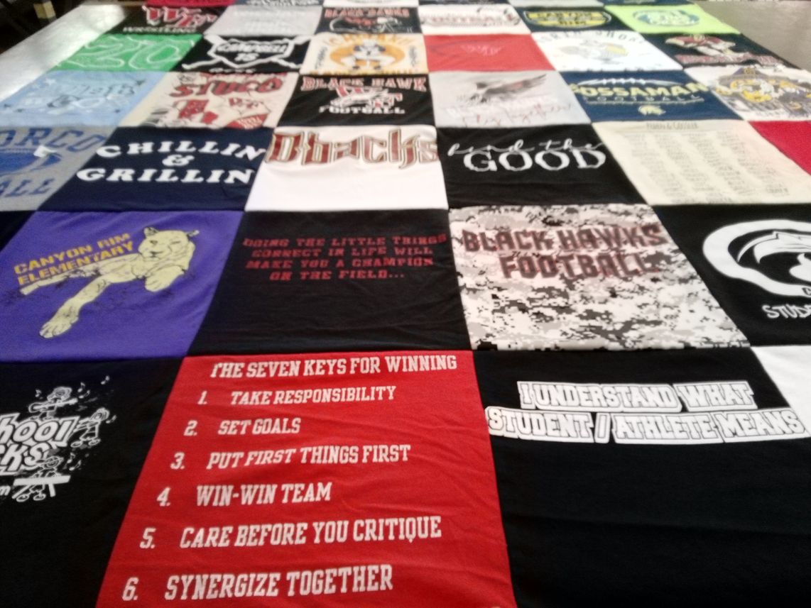 T-shirt quilt featuring black hawks football by Danielle from AZ