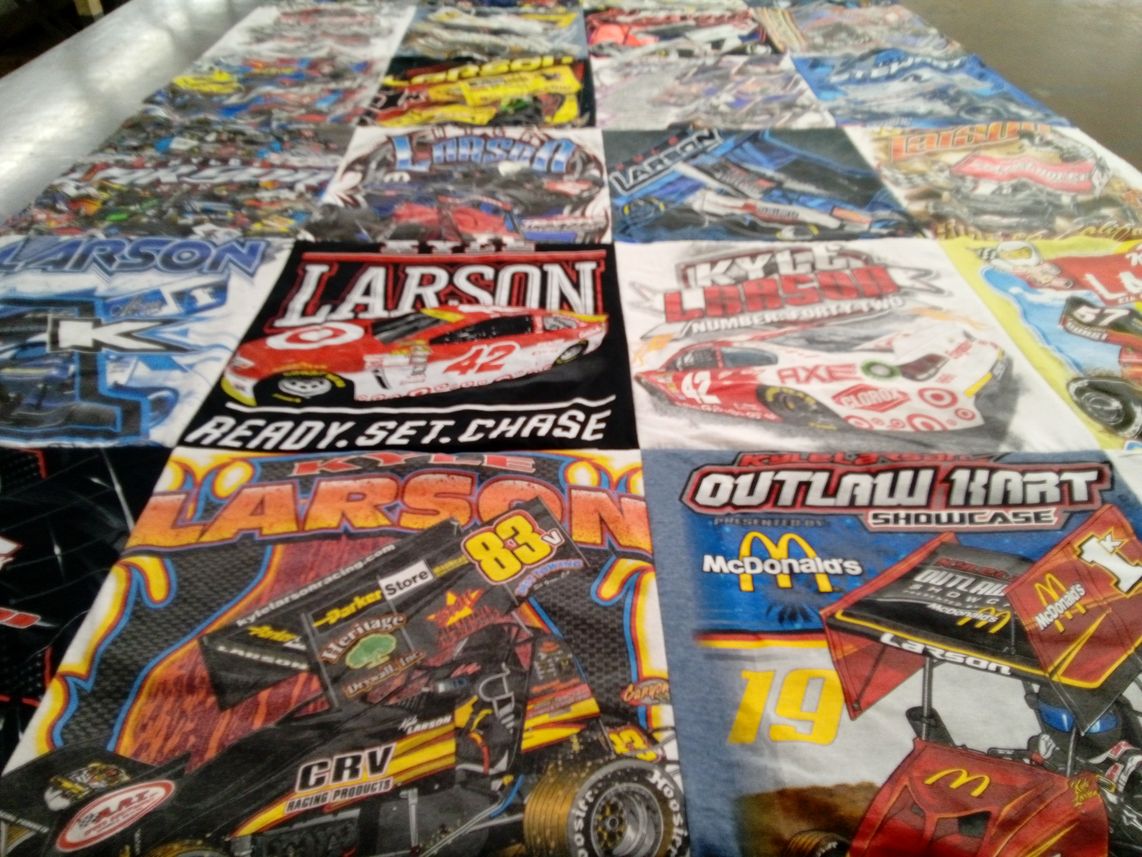 T-shirt quilt with racing themes by Terry from CA