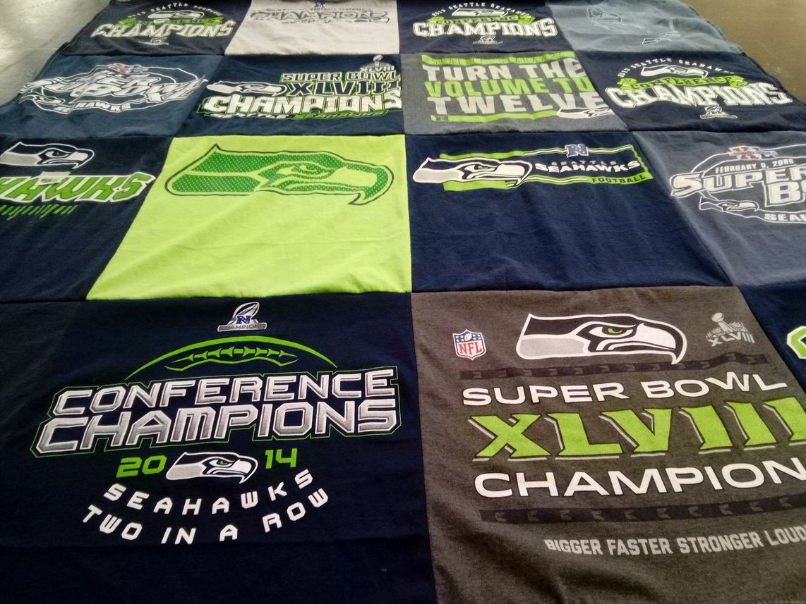 T-shirt quilt featuring seattle seahawks by Douglas from WA