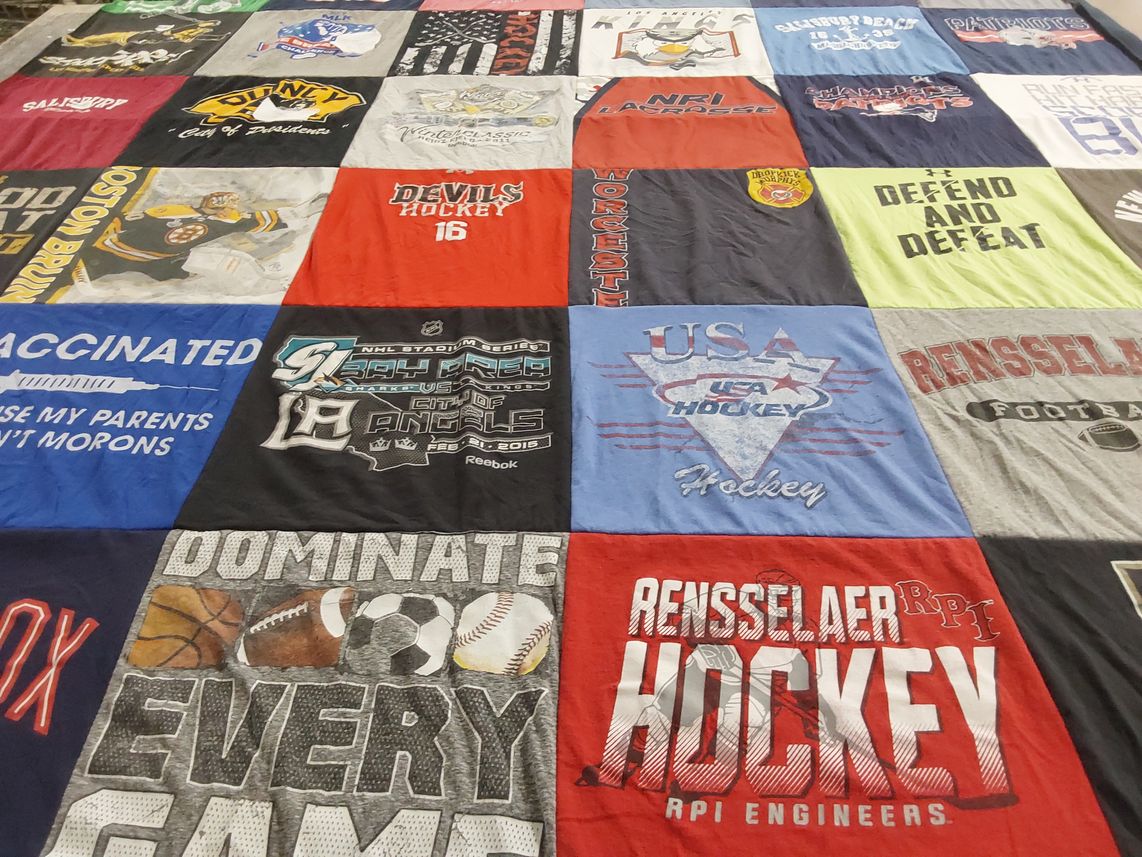 T-shirt quilt featuring rensselaer polytechnic institute hockey by Lynn from RI