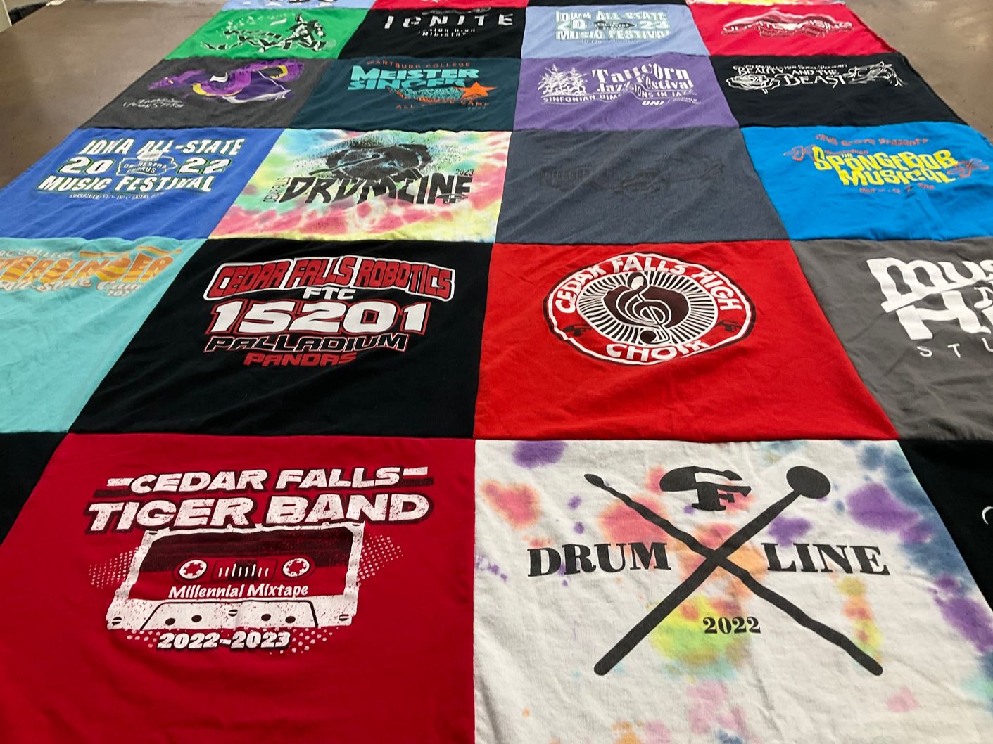 T-shirt quilt from cedar falls high school by Suzy from IA
