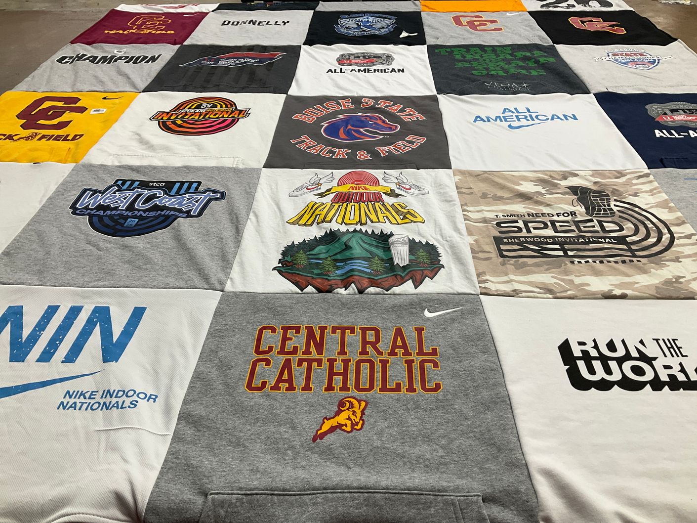 T-shirt quilt featuring boise state university track and field by Chris from WA