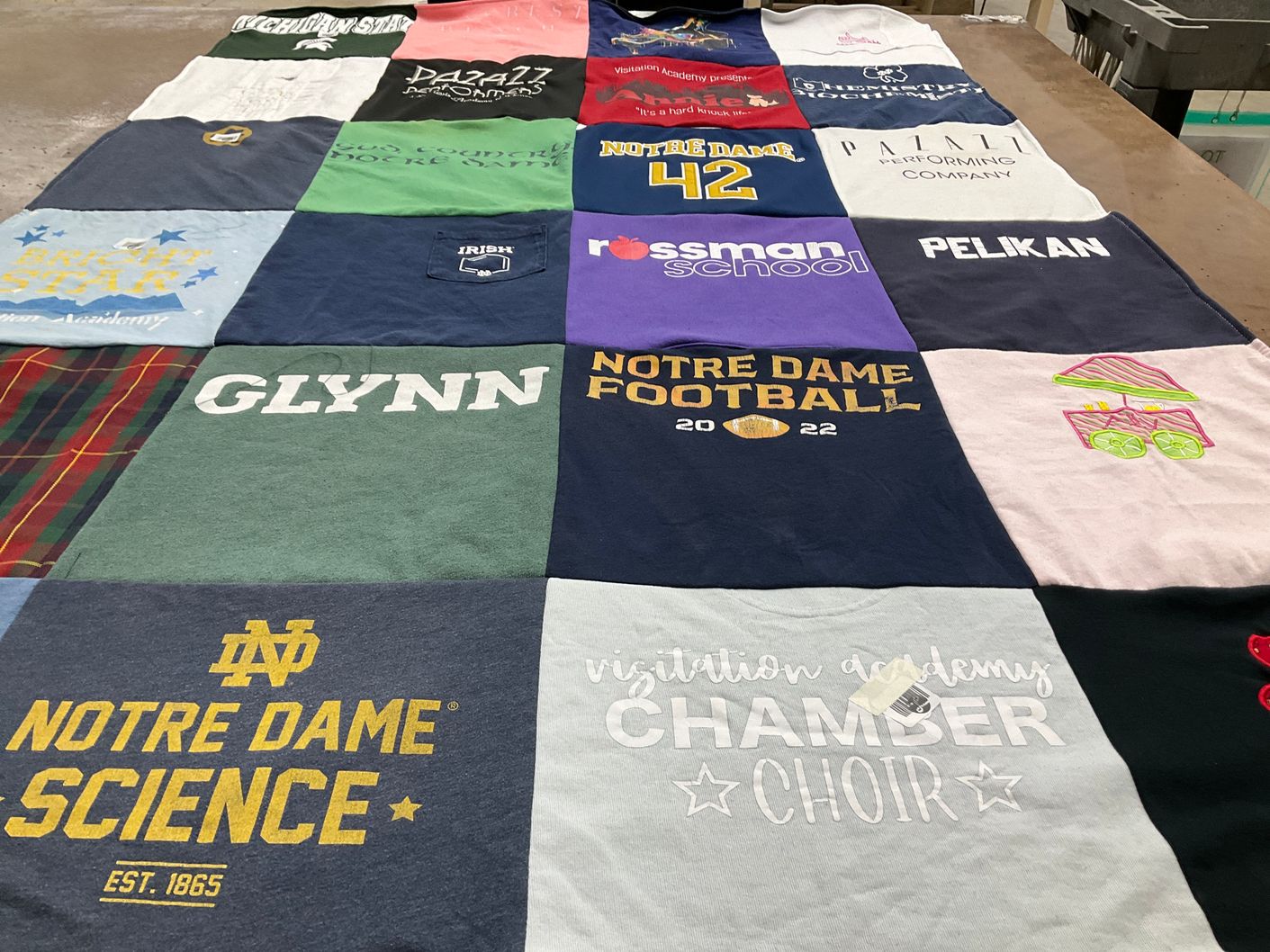 T-shirt quilt featuring notre dame football by Diliane from MO