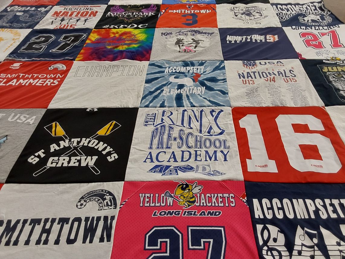 T-shirt quilt featuring smithtown kickers, yellow jackets by Tracy from NY