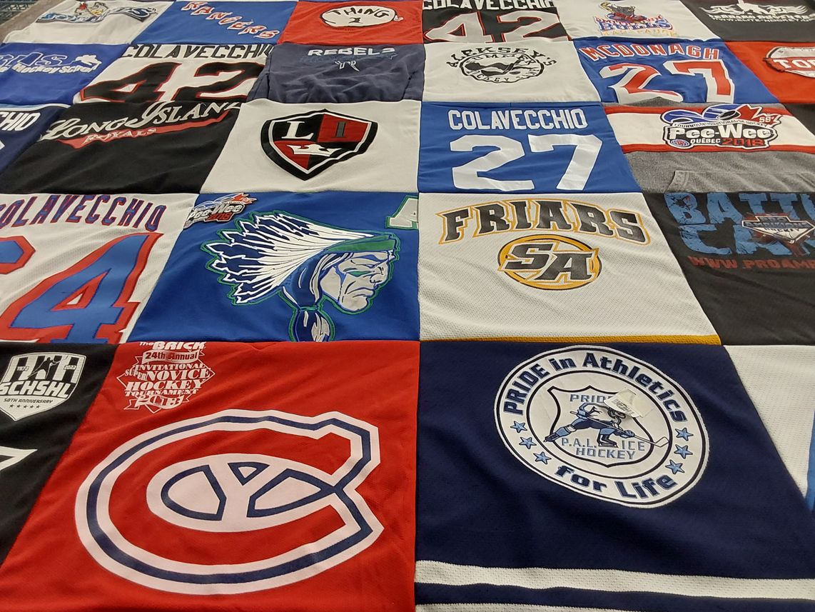 T-shirt quilt featuring long island battalion, colavecchio ice hockey team by Tracy from NY