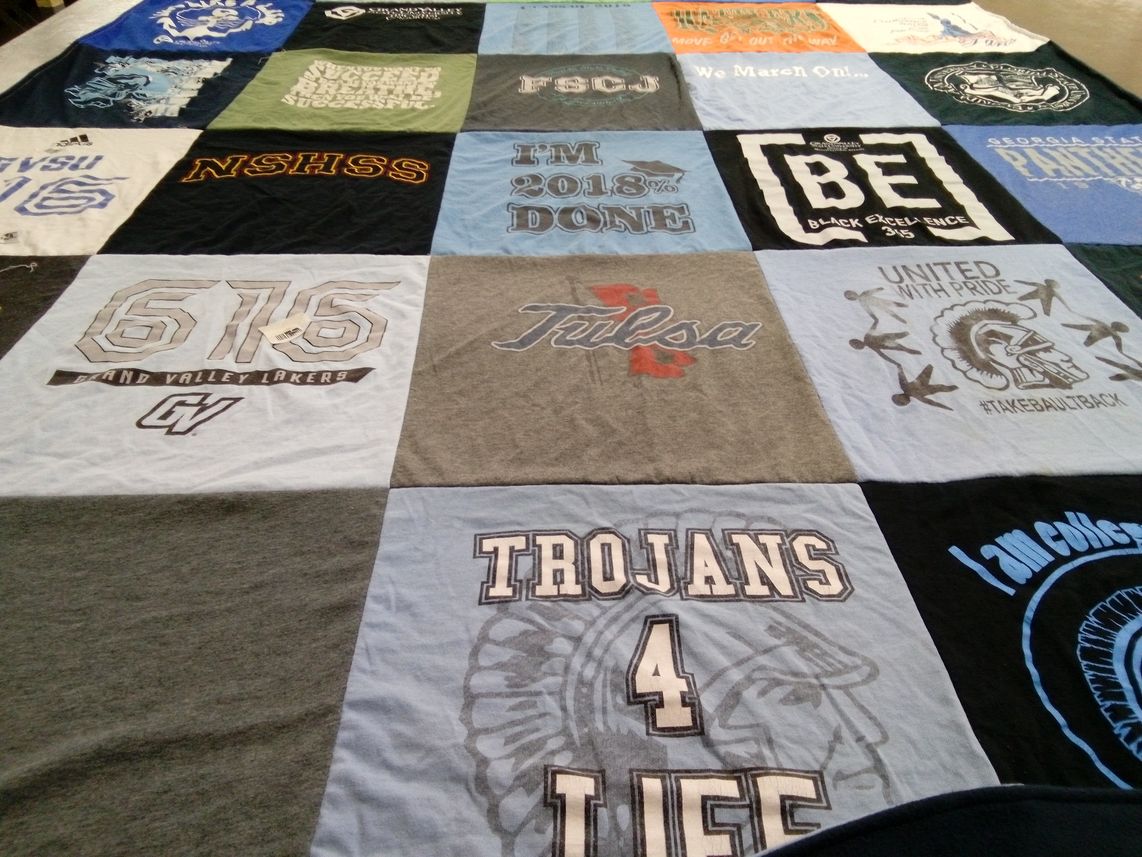 T-shirt quilt featuring lakers, trojans by Lala from MI