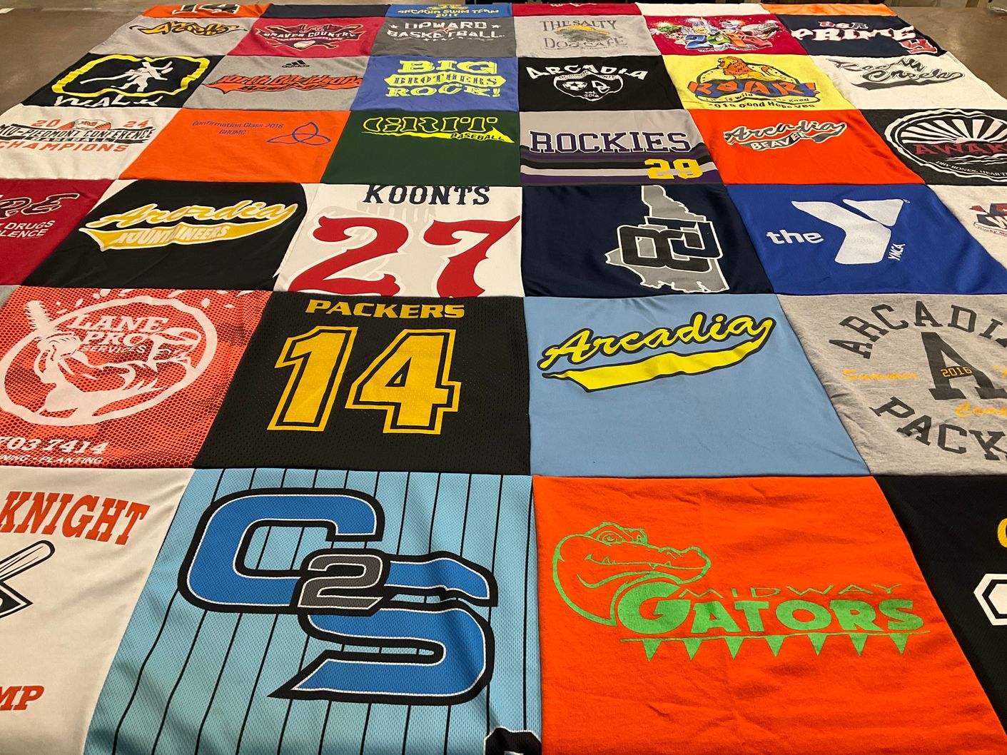 T-shirt quilt featuring midway gators, arcadia packers by April from NC