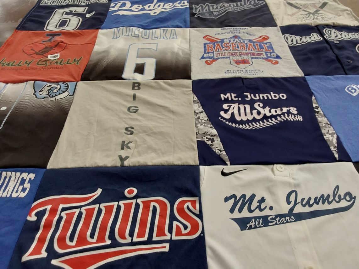 T-shirt quilt featuring mt. jumbo allstars by Melissa from MT