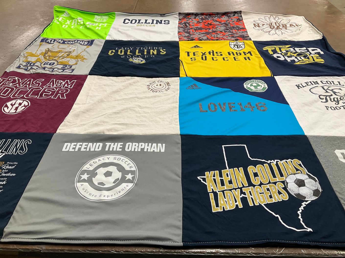 T-shirt quilt featuring klein collins lady tigers, texas a&m soccer by Monica from TX
