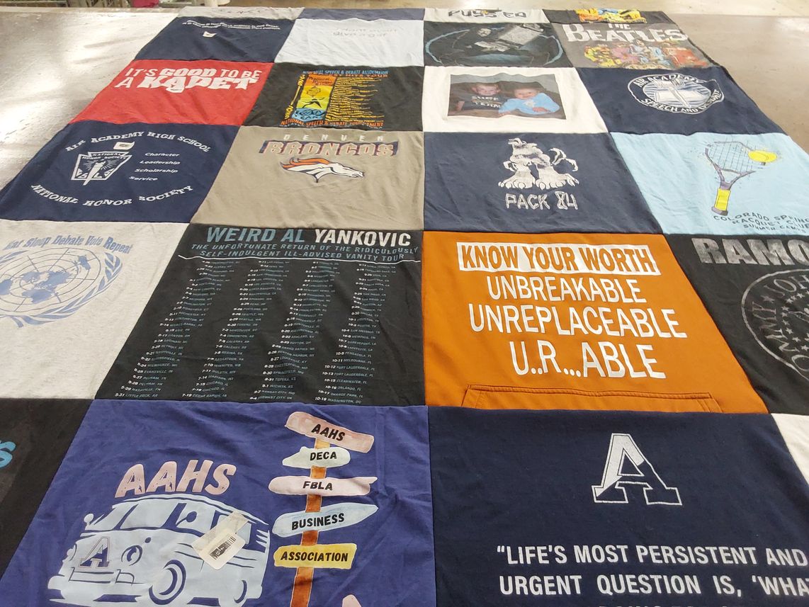 T-shirt quilt featuring denver broncos by Mary from CO