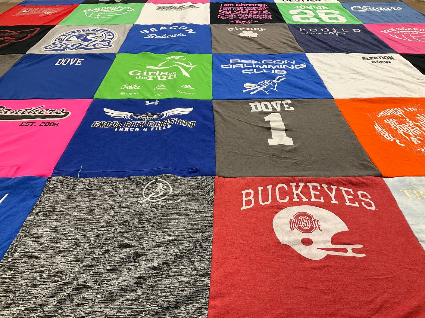 T-shirt quilt featuring ohio state buckeyes by Jessica from OH