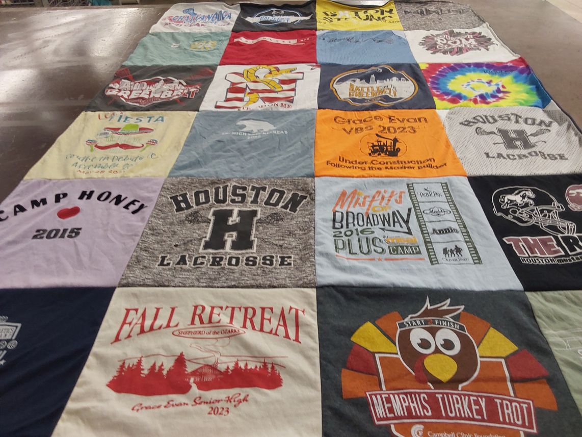 T-shirt quilt from houston high school by Golda from TN