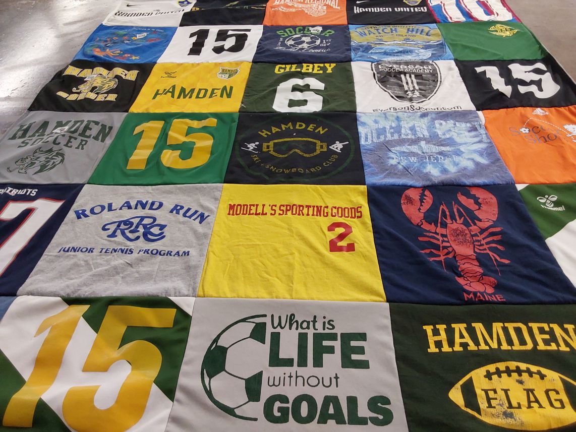 T-shirt quilt featuring hamden soccer team, hamden patriots by Alison from CT