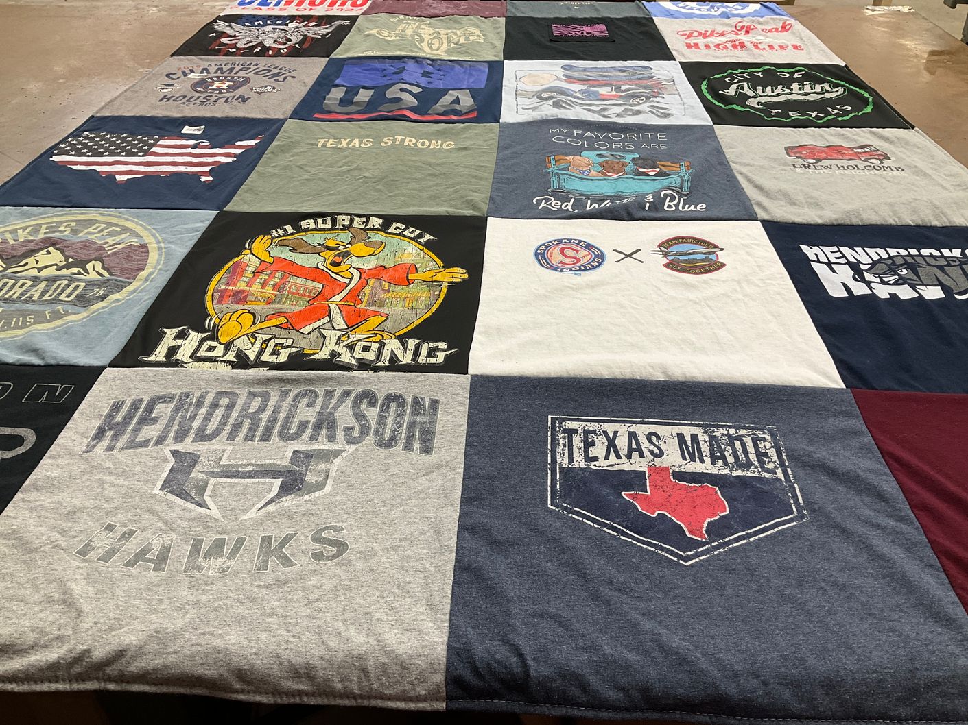 T-shirt quilt featuring hendrickson high school hawks by Tim from ID
