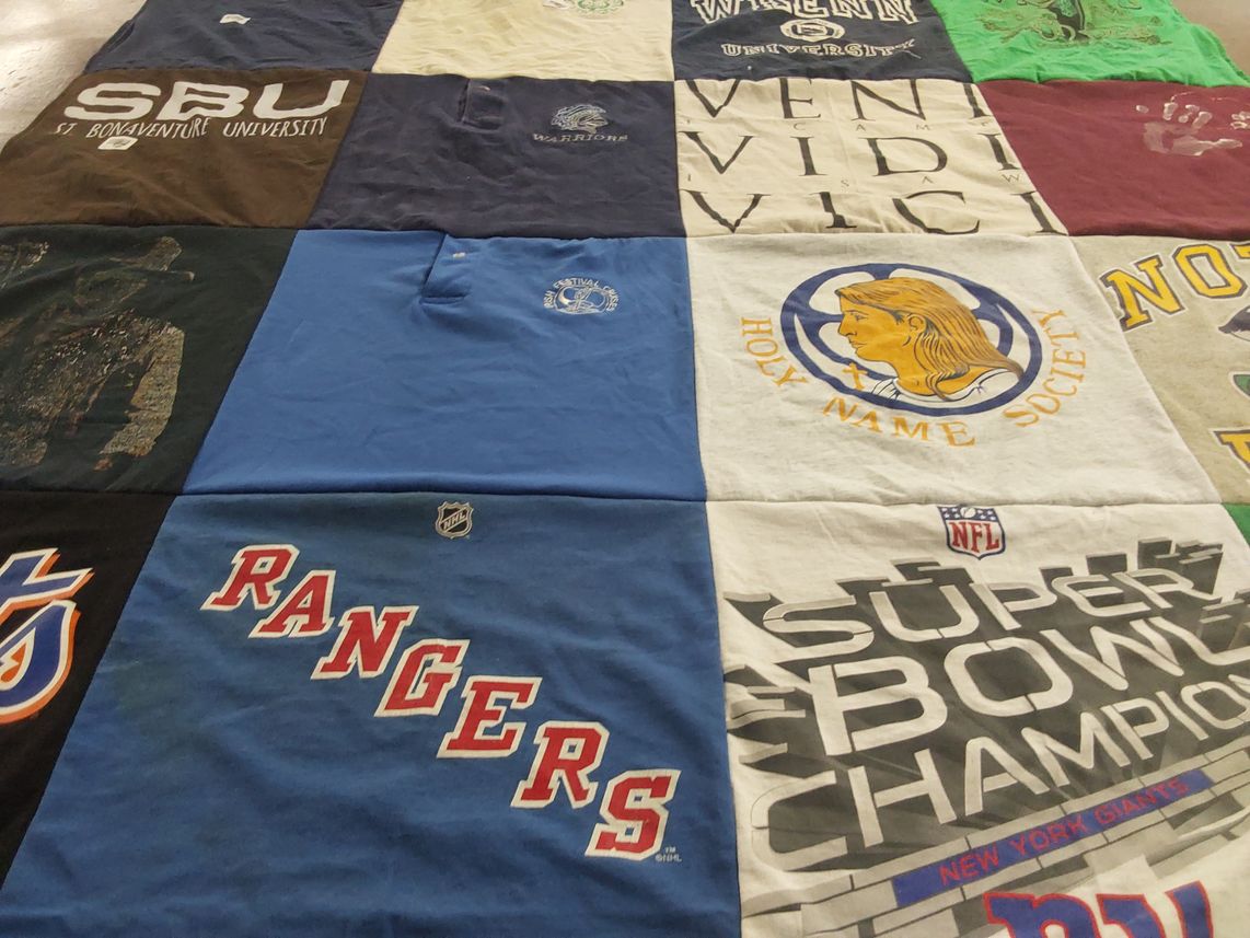 T-shirt quilt featuring new york rangers, new york giants by Mary from NJ
