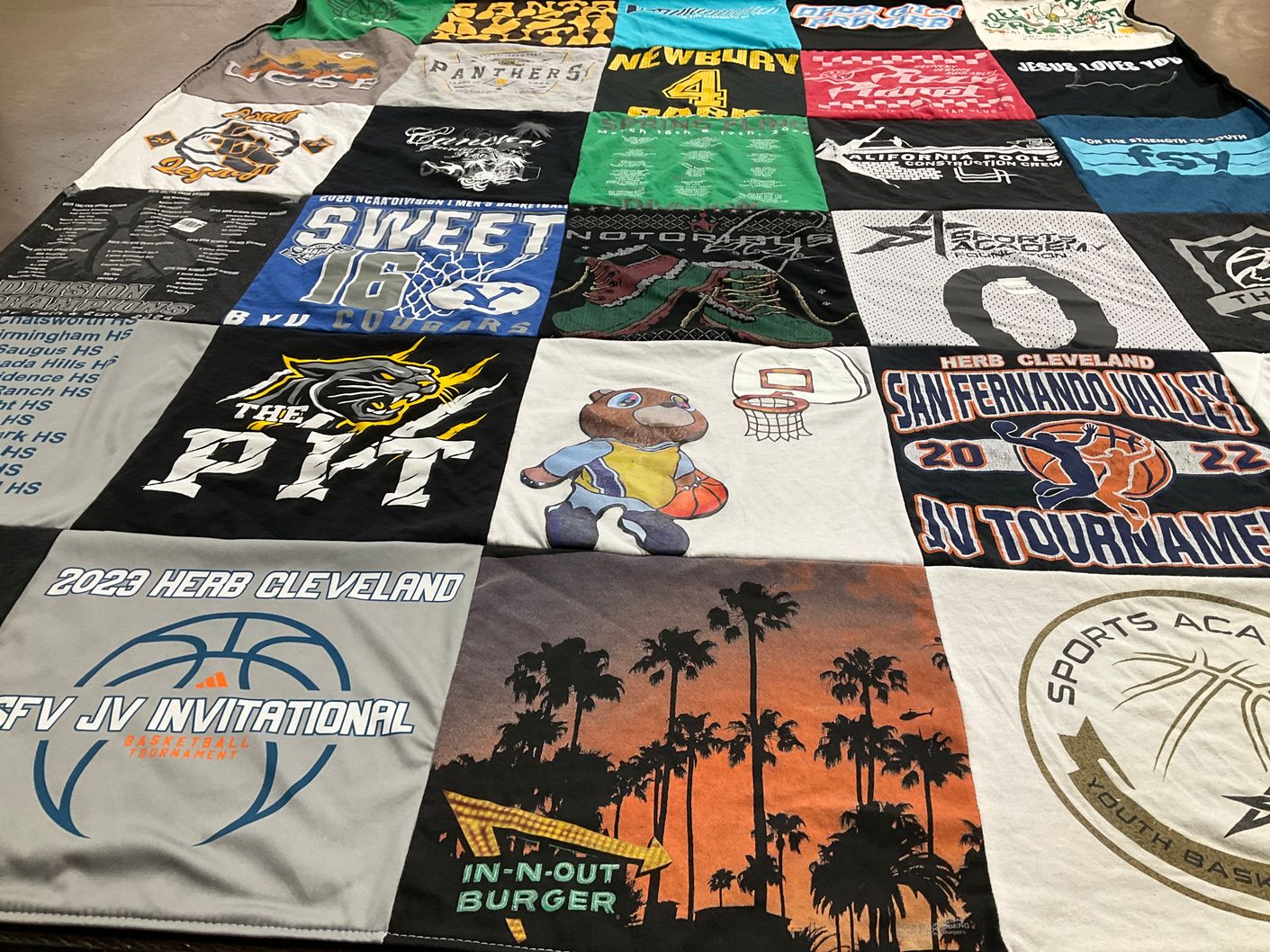 T-shirt quilt featuring byu cougars, san fernando valley jv basketball team by Heidi from CA