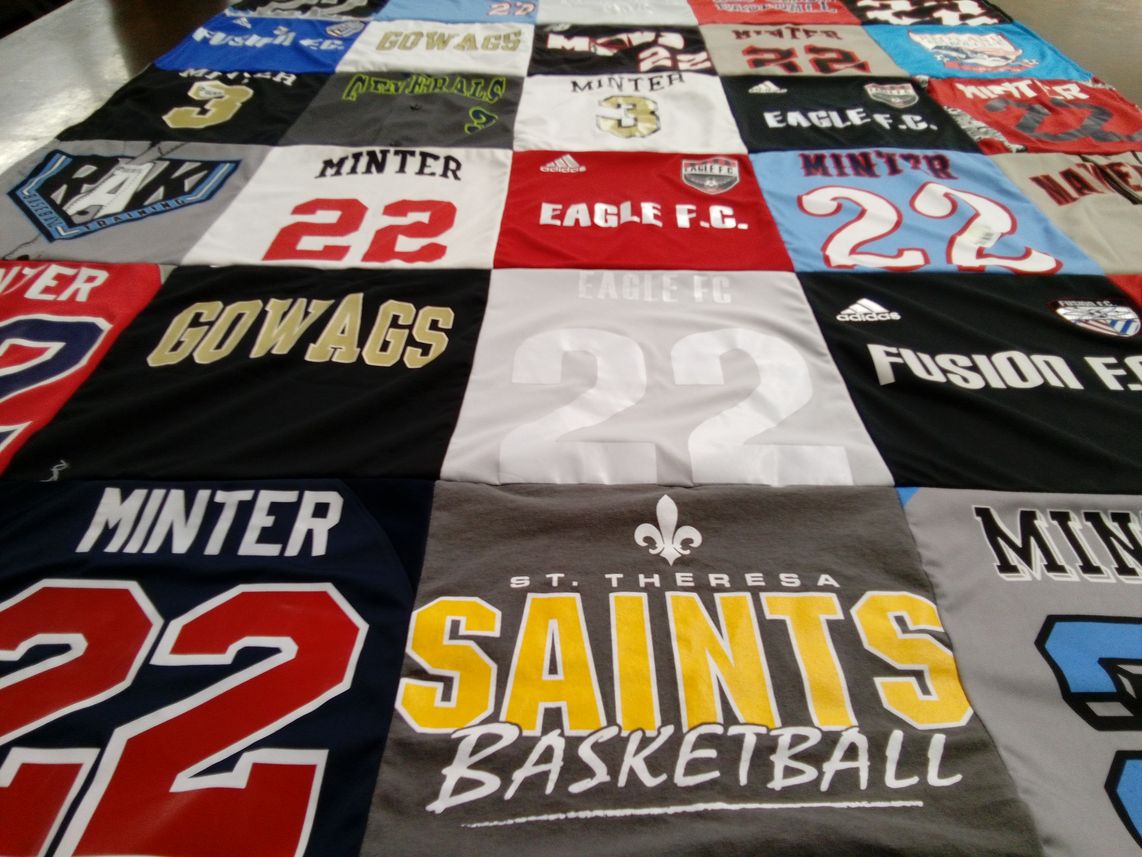T-shirt quilt featuring minter university, eagle football club by Michele from PA