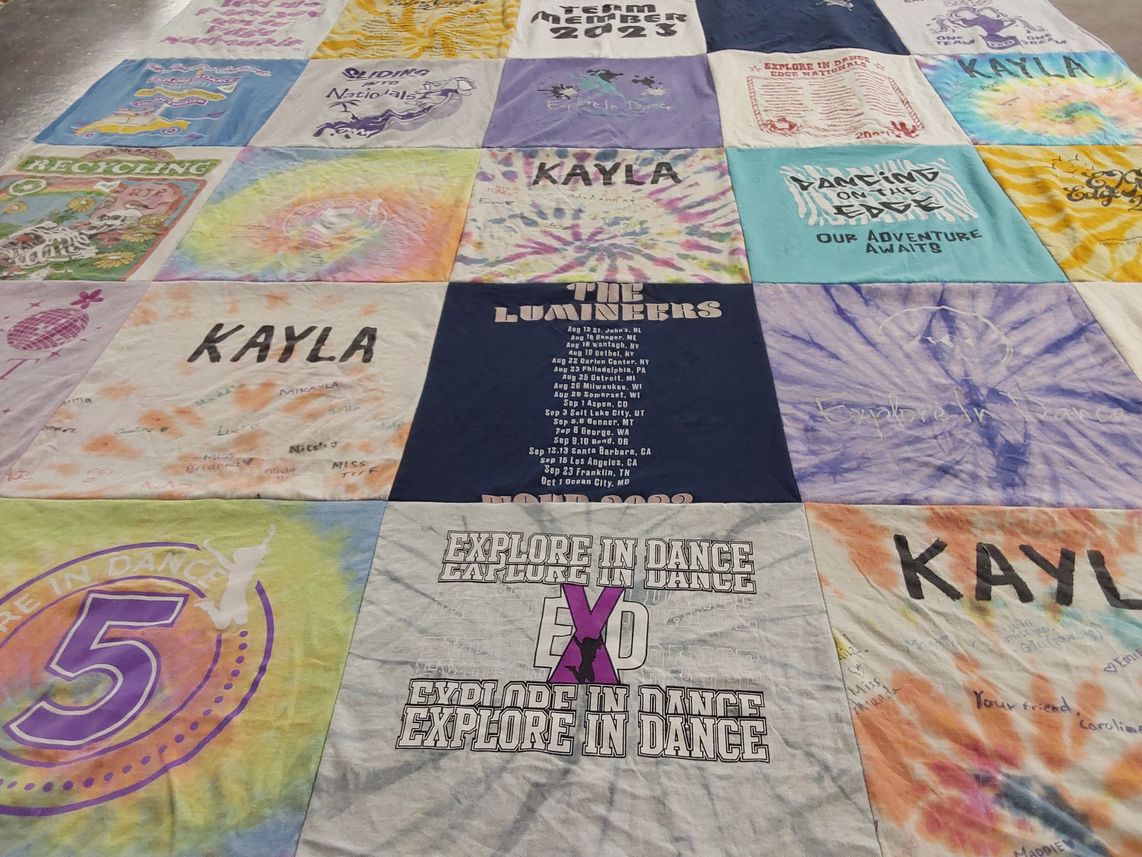 T-shirt quilt with dance themes by Jennifer from NY