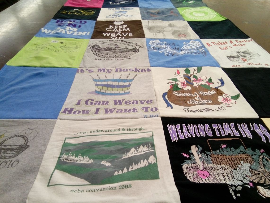 T-shirt quilt with weaving, basket making themes by CHERYL from NC