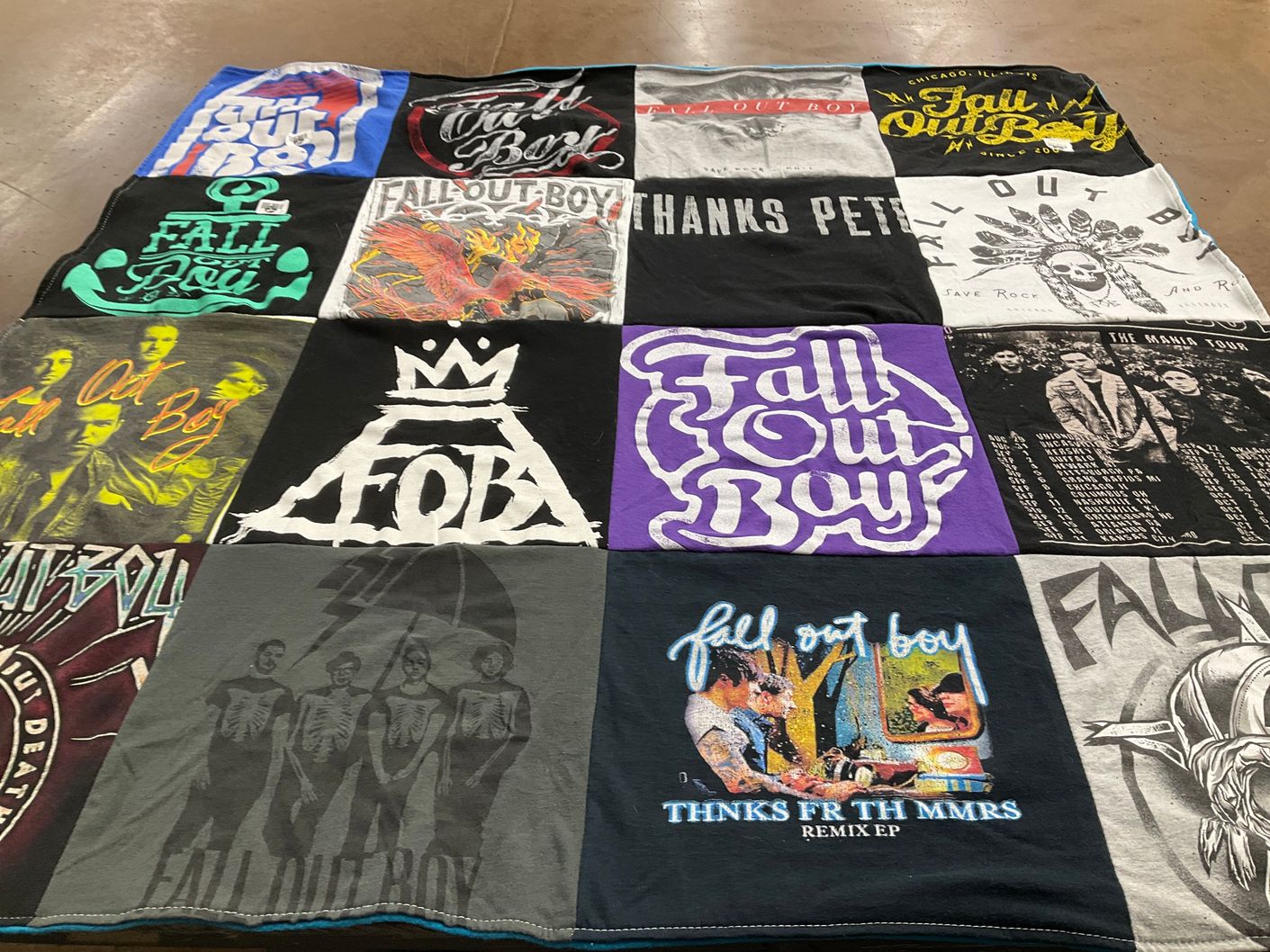 T-shirt quilt with music, bands themes by Krista from NE