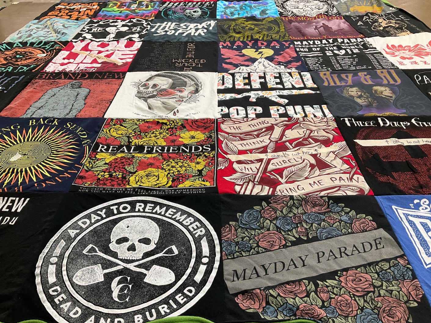 T-shirt quilt with music, rock themes by Krista from NE