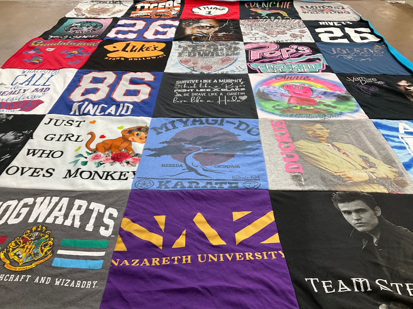 T-shirt quilt from nazareth university by Arlene from NY