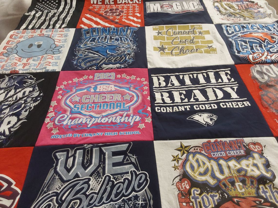 T-shirt quilt featuring conant coed cheer by Gina from IL