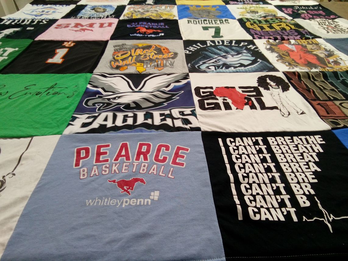T-shirt quilt from southern methodist university by Kamari from TX