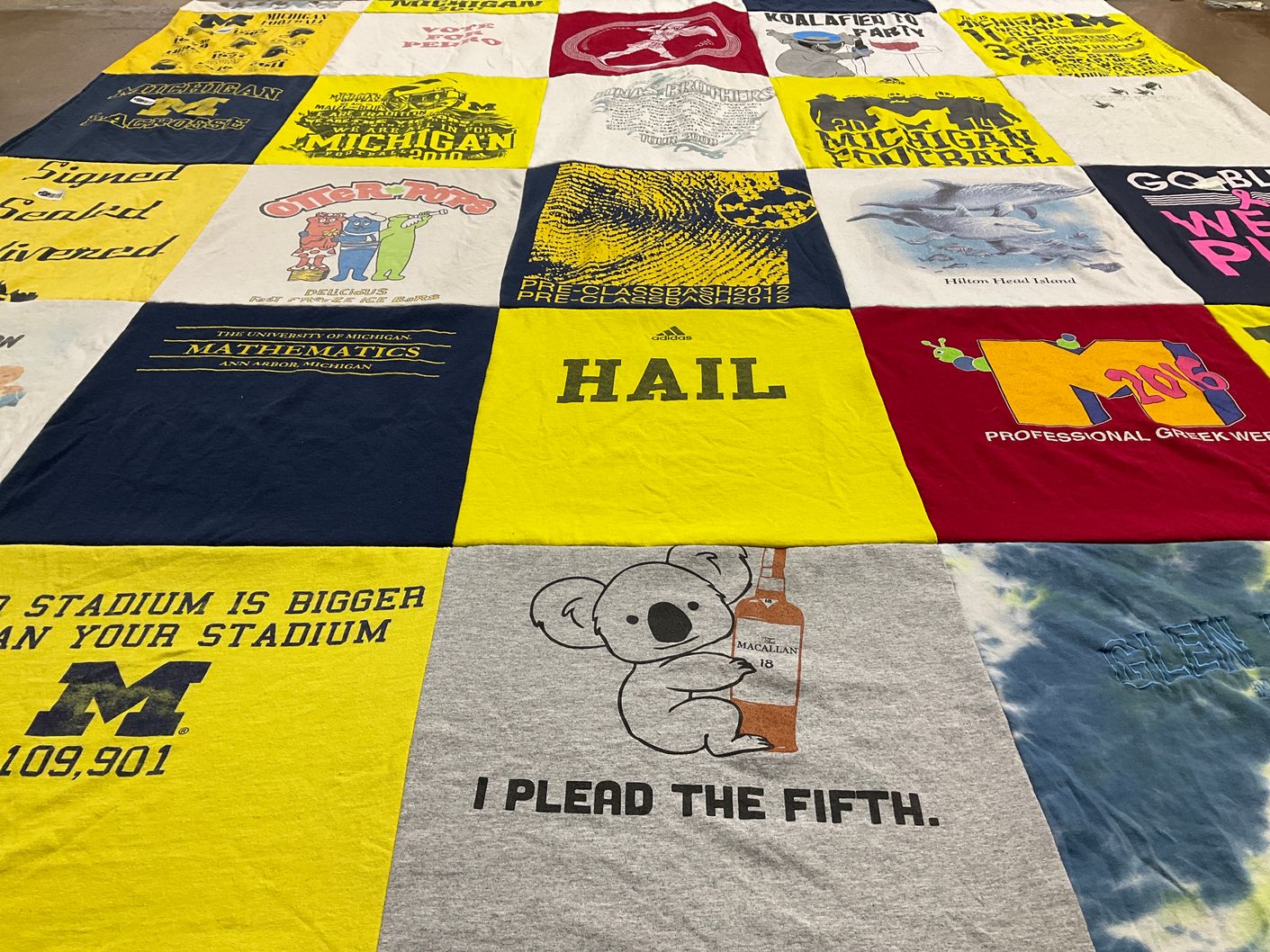 T-shirt quilt featuring michigan football by Karen from MI