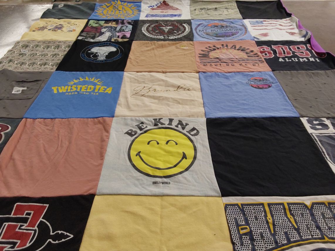 T-shirt quilt featuring south dakota state university by Robin from CA