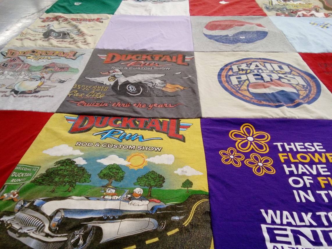 T-shirt quilt with car shows, automobiles themes by Tonya from IN