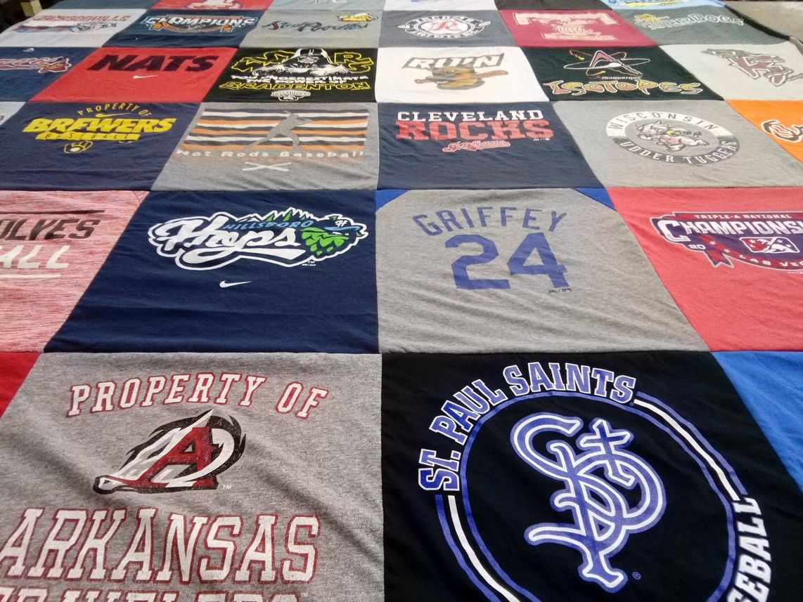 T-shirt quilt featuring st. paul saints baseball, arkansas travelers baseball by Carrie from WA