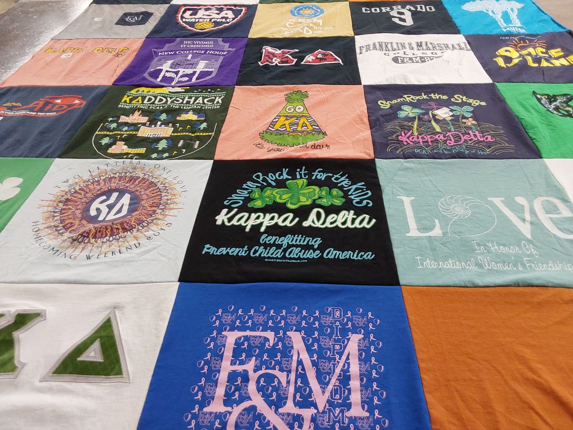 T-shirt quilt from franklin and marshall college by Leslie from NJ