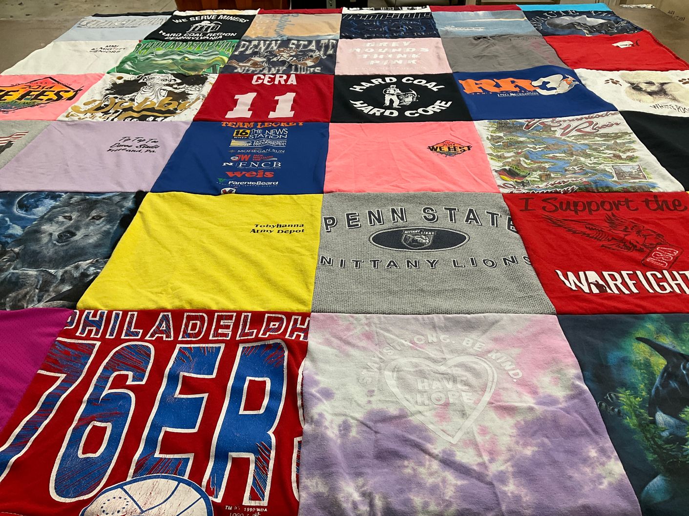 T-shirt quilt featuring penn state nittany lions, philadelphia 76ers by Marianne  from PA
