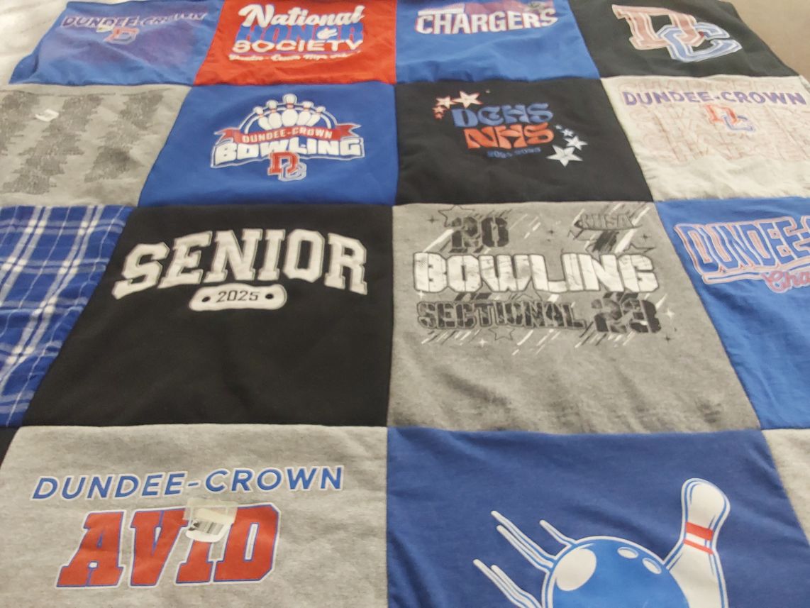 T-shirt quilt featuring dundee-crown bowling team by Tanya from IL