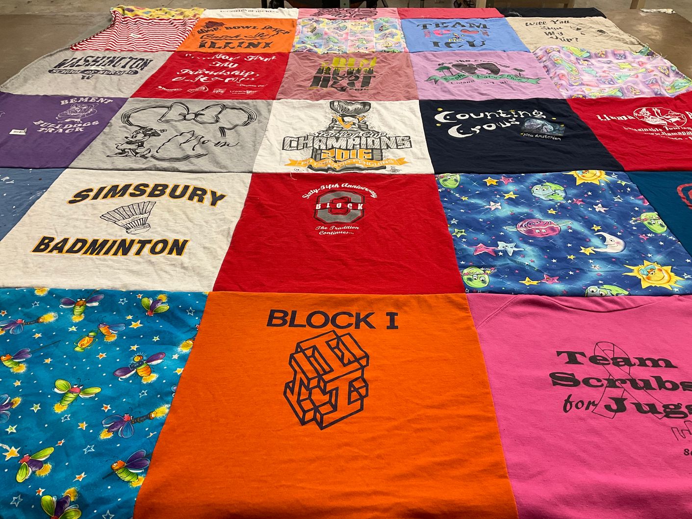 T-shirt quilt from simsbury high school by Cara from OR