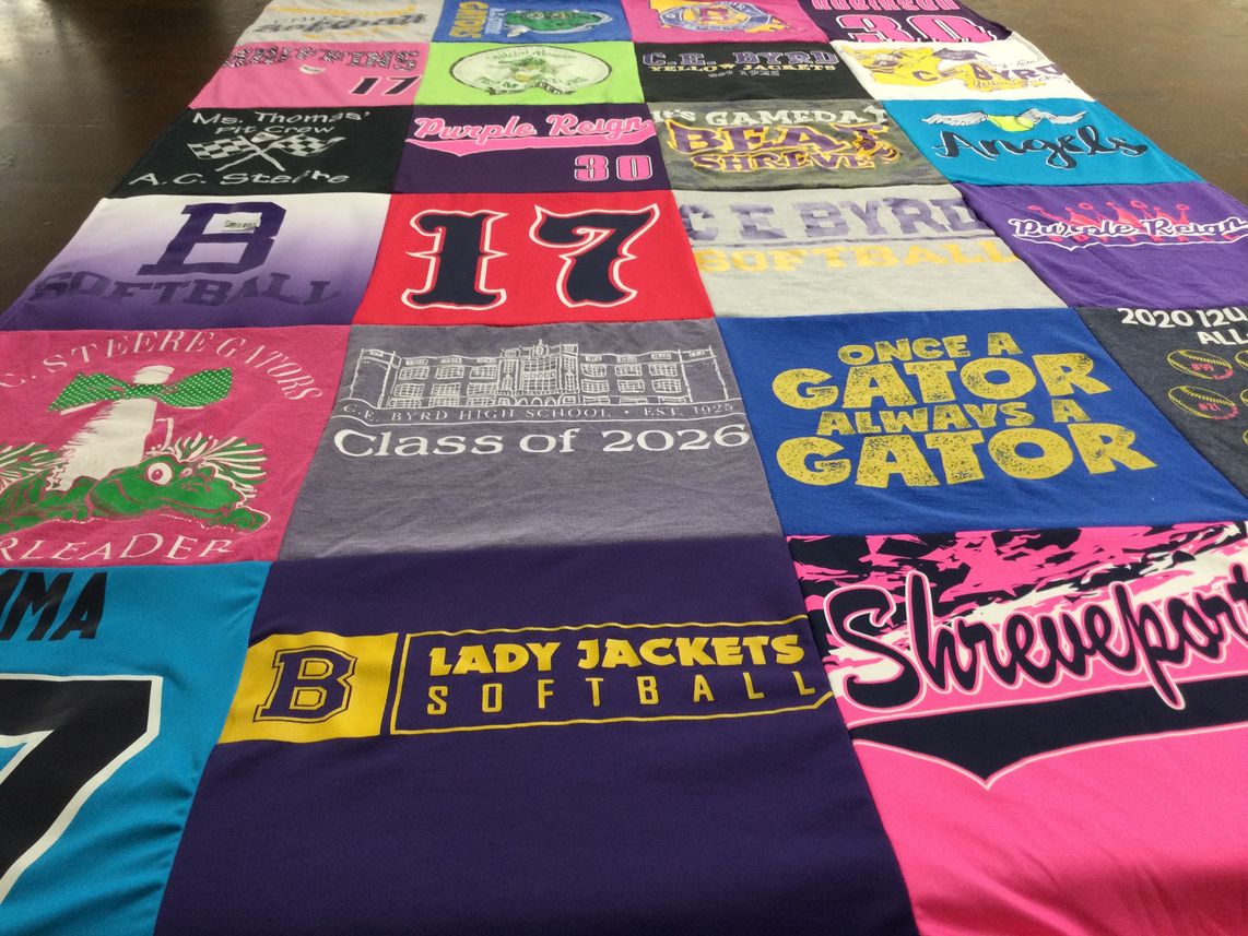T-shirt quilt featuring a.c. steere gators, lady jackets softball by Amber from LA