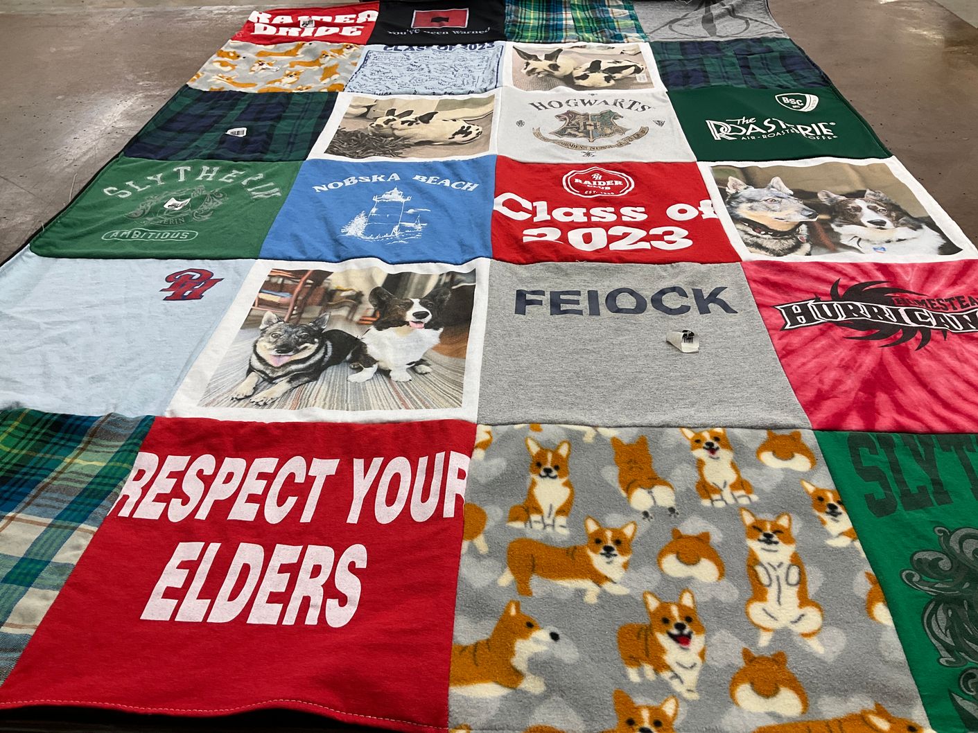 T-shirt quilt featuring northeastern university huskies by Sarah from KS