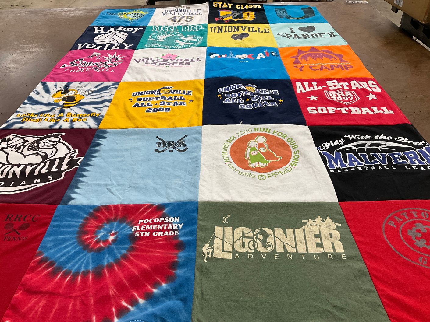 T-shirt quilt featuring unionville indians, maverick basketball team by Cara from PA