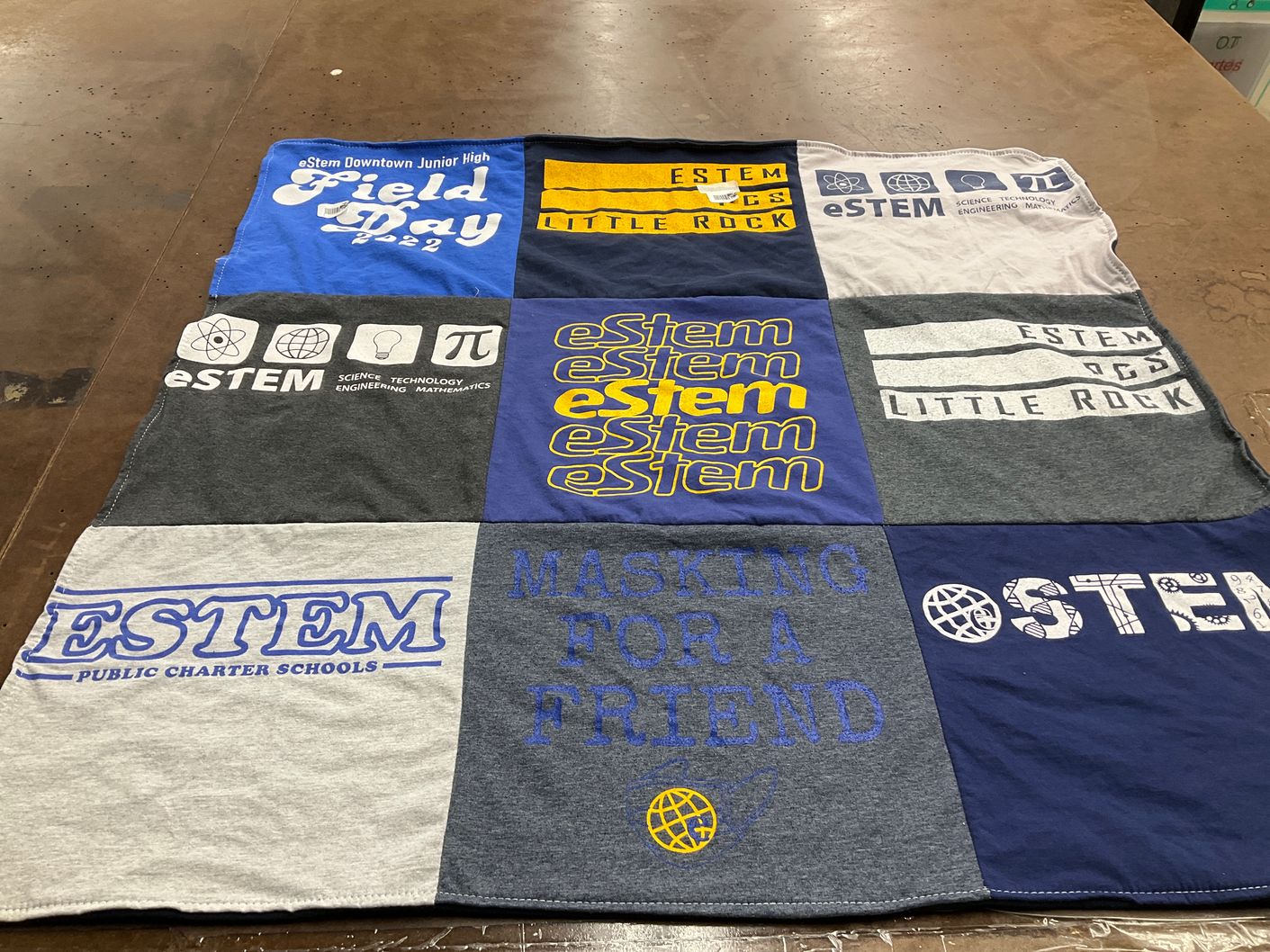 T-shirt quilt from estem public charter schools by Darlene from AR