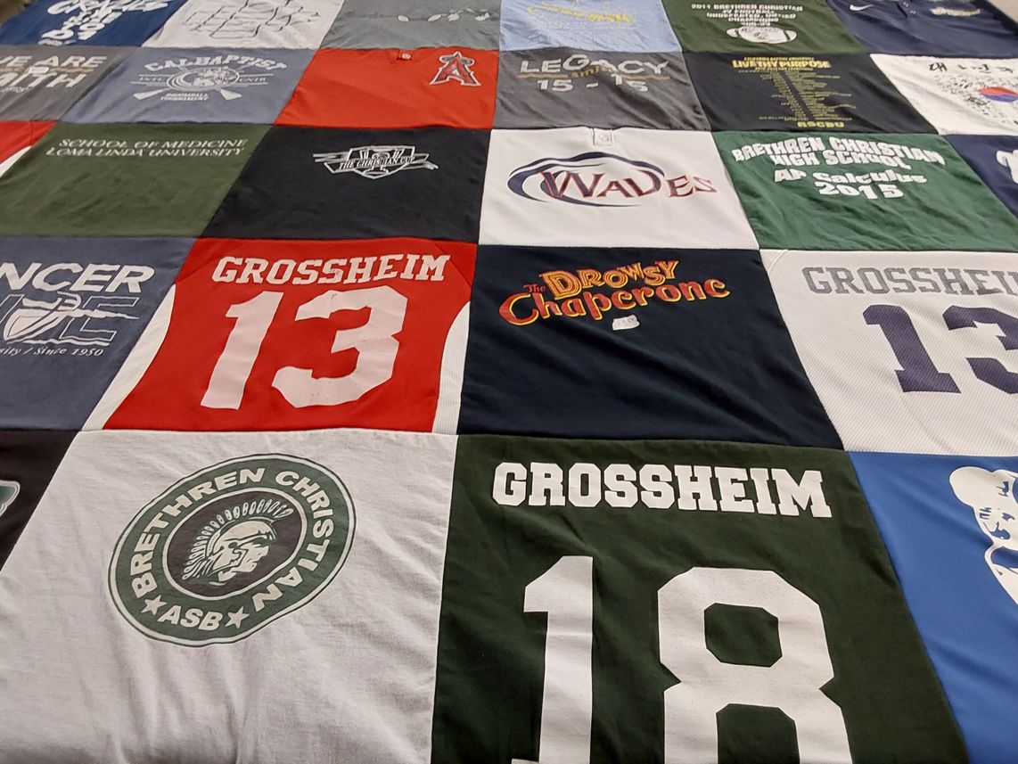 T-shirt quilt from brethren christian high school by Diana from CA